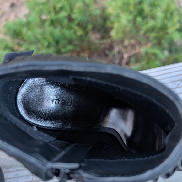 Madden Girl Black Fringe Peep-Toe Stiletto Ankle Heels - Picture 5 of 6